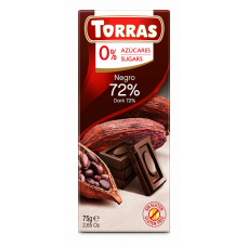 Шоколад Torras черный без сахара – 72% 75 г/12