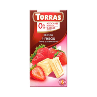 Шоколад Torras білий без цукру полуниця 75 г
