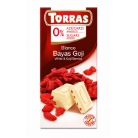 Шоколад Torras білий без цукру з ягодами годжі 75 г