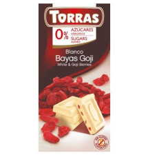 Шоколад Torras білий без цукру з ягодами годжі 75 г