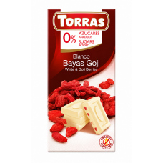 Шоколад Torras белый без сахара с ягодами годжи 75 г