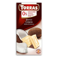 Шоколад Torras белый без кокосового сахара 80 г/48