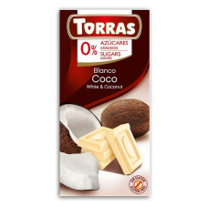 Шоколад Torras белый без кокосового сахара 80 г/48