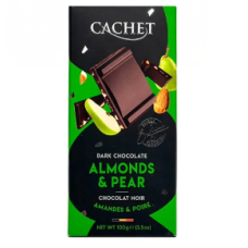 Шоколад Cachet чорний 57% Груша і мигдаль 100 г/12